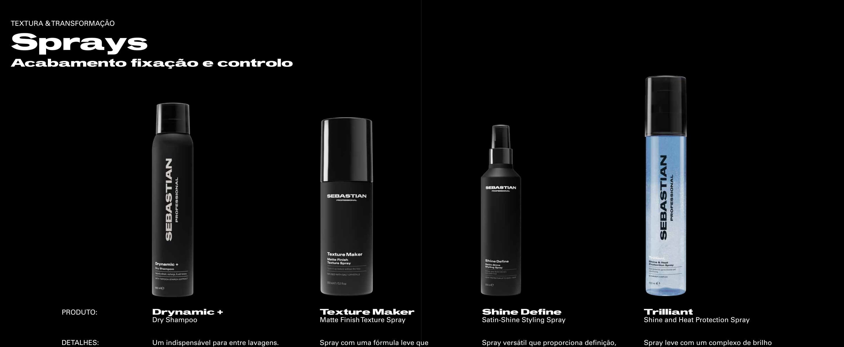 Produtos Sebastian Professional Texturizers · Sprays